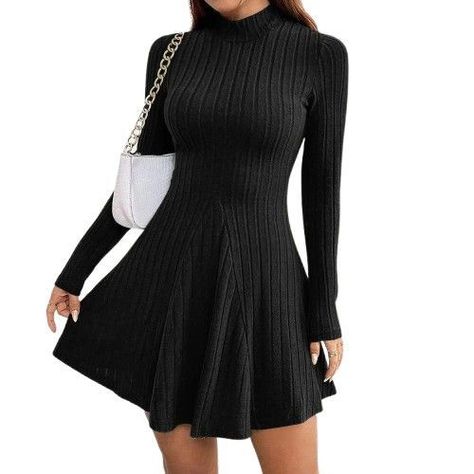 Vestidos Genoveva Manga Larga Gris Ajustado Acanalado-1