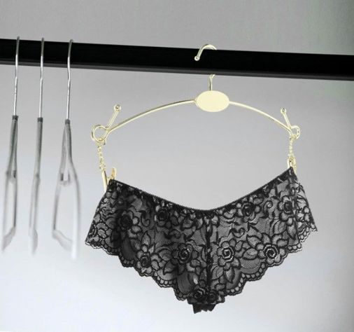 Pack 10 Colgadores Metal Exhibidor Ropa Lencería Dorado 28cm -1