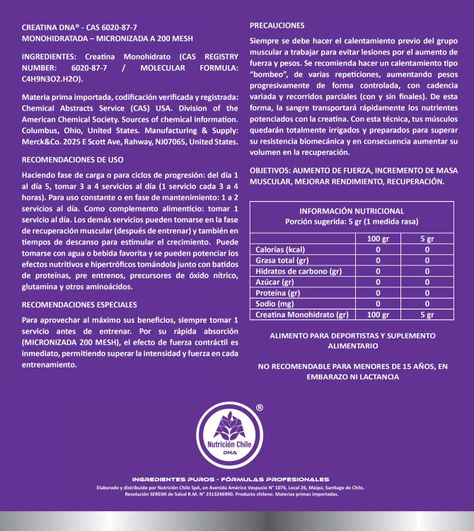 CREATINA D N A® ABSOLUTAMENTE PURA RECARGA 500 GR-1