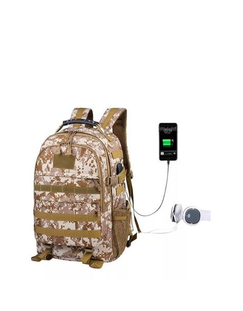 Mochila Militar Tactica Mochila De Asalto Mochila 40 Lts Usb MARRON PIXELADO-0