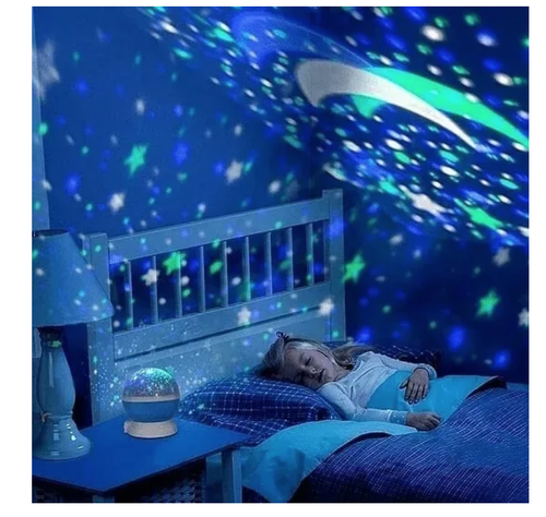 Lámpara Proyector Luz Led Estrella Espantacuco Niño Niña Celeste-1