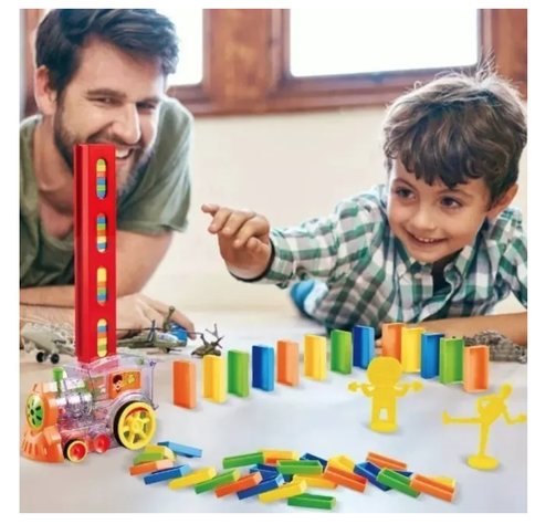  Tren Dominó Para Niños, Juego De Bloques De Construcción-4