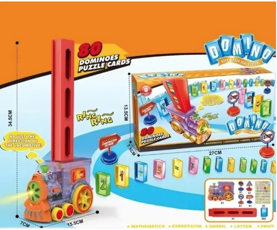  Tren Dominó Para Niños, Juego De Bloques De Construcción-5