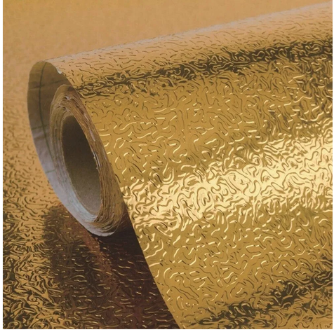 Papel Autoadhesivo Dorado Revestir Muebles Muros Corrugado-0