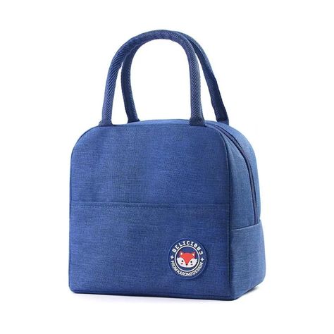 LONCHERA TERMICA BOLSO DE COLACION PORTATIL TELA OXFORD AZUL-0