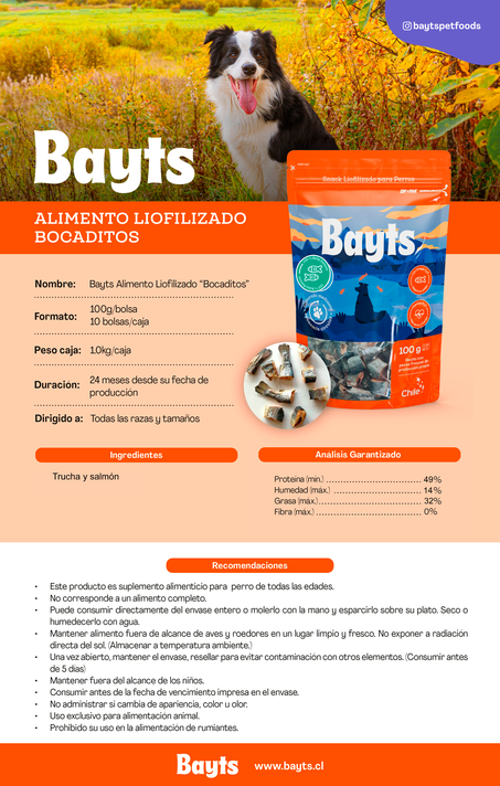 Bayts Snack Liofilizado Bocaditos 100 gr. x 10 unidades-1