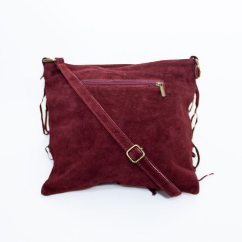 Cartera de reno con flecos frontales color Burdeo-2
