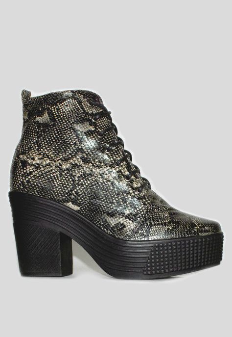 Botin Mujer Cordon Print Piton Negro-0