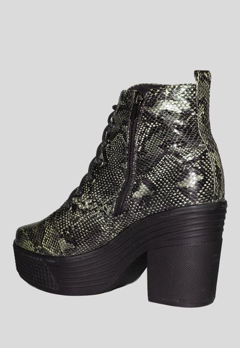 Botin Mujer Cordon Print Piton Negro-1