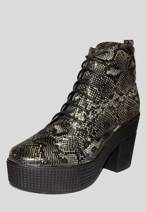 Botin Mujer Cordon Print Piton Negro-2