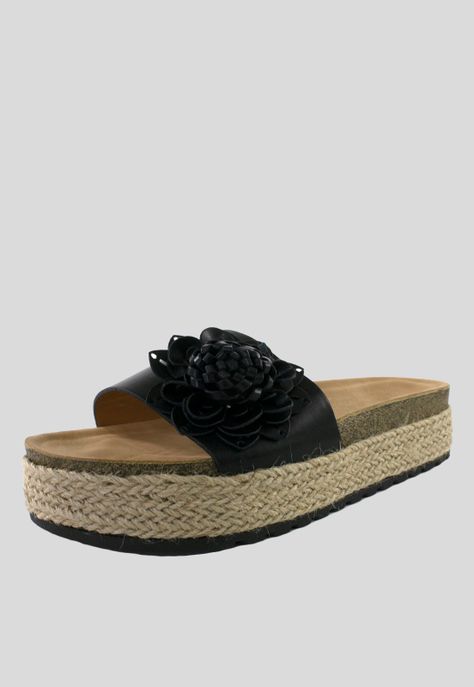 Sandalia Baja 1 Flor Negro-0