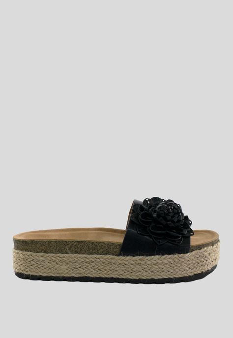 Sandalia Baja 1 Flor Negro-1