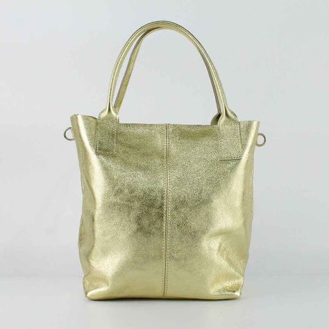 Cartera de Cuero Metalizado 742 Mujer Dorado Mailea-0