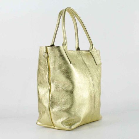 Cartera de Cuero Metalizado 742 Mujer Dorado Mailea-1