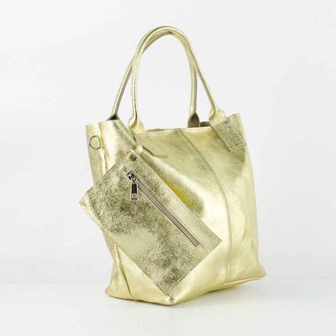 Cartera de Cuero Metalizado 742 Mujer Dorado Mailea-3