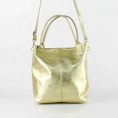 Cartera de Cuero Metalizado 742 Mujer Dorado Mailea-4