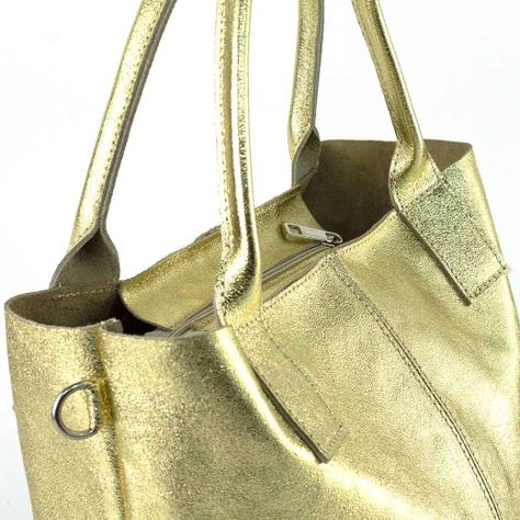 Cartera de Cuero Metalizado 742 Mujer Dorado Mailea-6