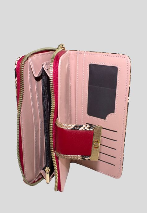 Billetera grande ribete piton Rojo-2