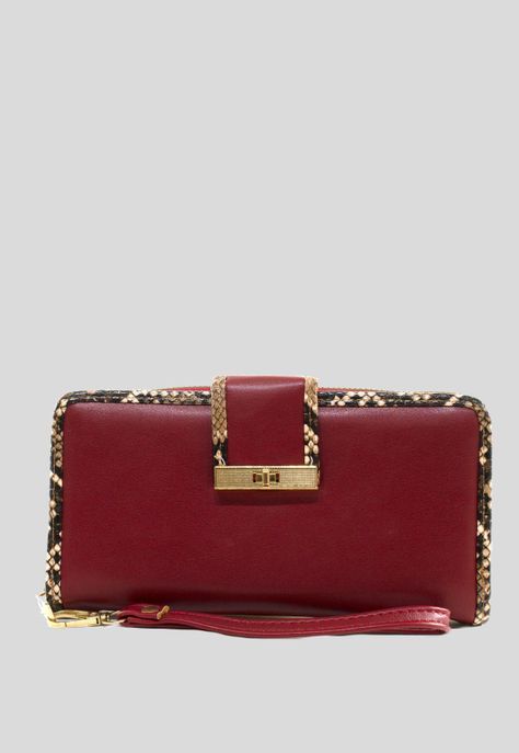 Billetera grande ribete piton Rojo-3