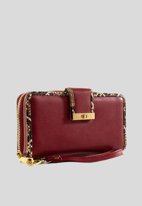 Billetera grande ribete piton Rojo-4