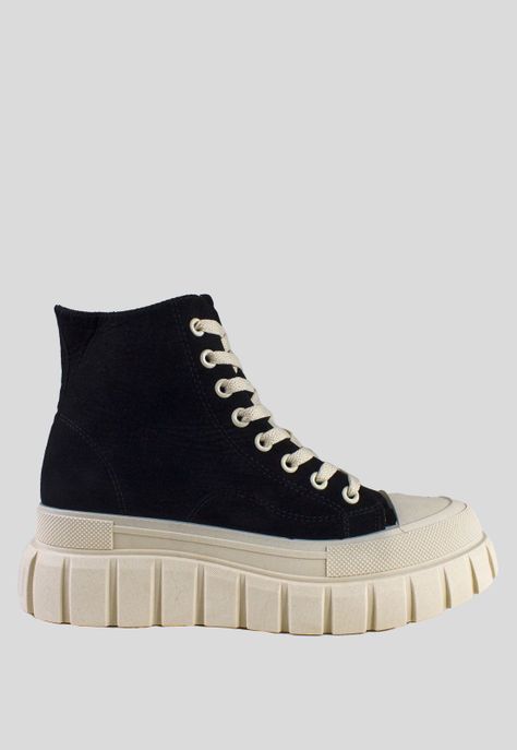 Botin Mujer Zapatilla Alto Negro-1