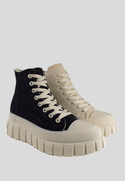 Botin Mujer Zapatilla Alto Negro-3