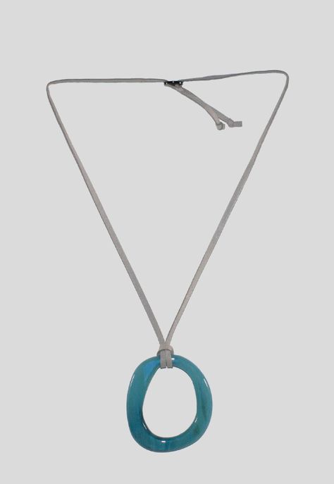 Collar Acrilico Circulo Irregular Celeste-0
