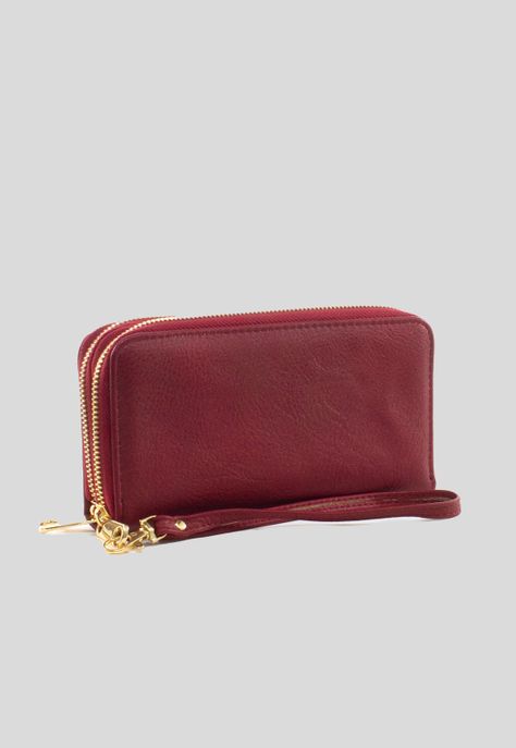 Billetera Doble Liso Burdeo-1