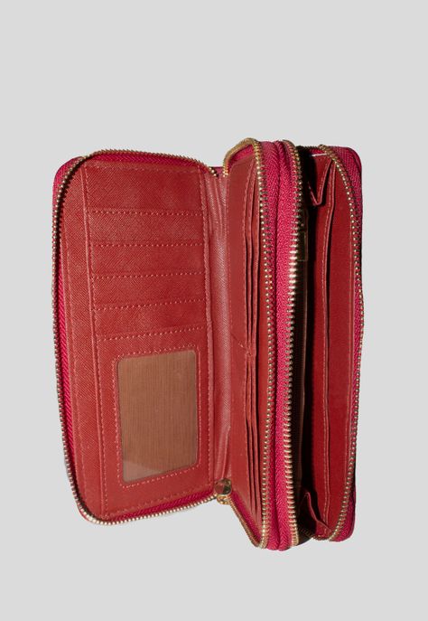 Billetera Doble Liso Burdeo-3