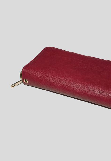 Billetera Doble Liso Burdeo-4