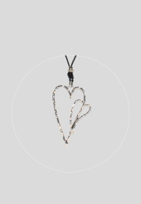 Collar largo 2 corazones Plata-1