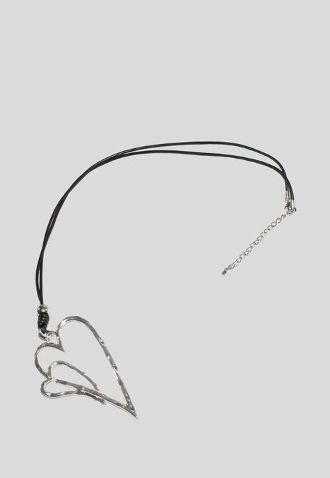 Collar largo 2 corazones Plata-2