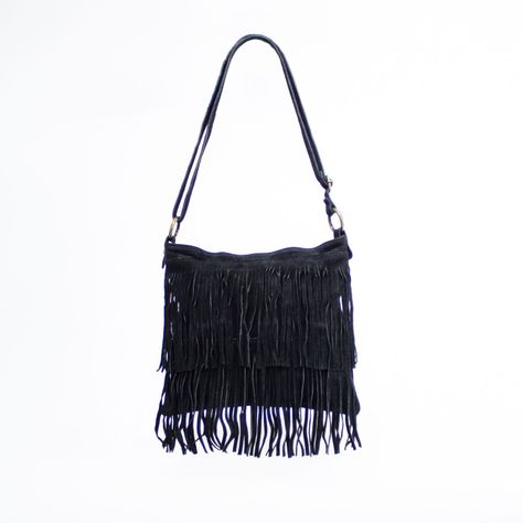 Cartera de reno con flecos frontales color Negro-0