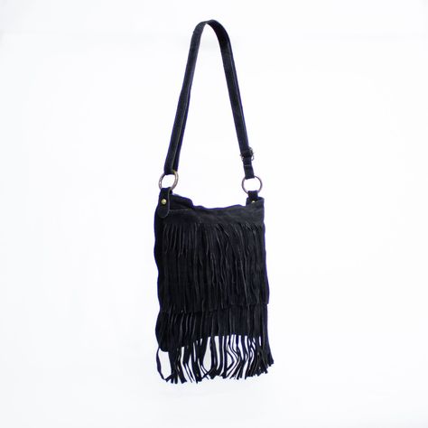 Cartera de reno con flecos frontales color Negro-1