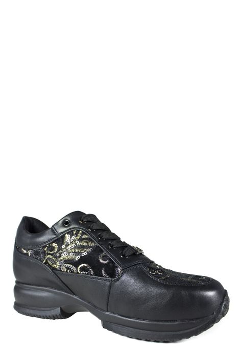 Zapatilla Bordado Flor Oro-2