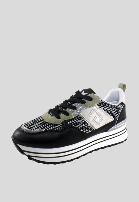 Zapatilla plataforma y lurex Negro-0