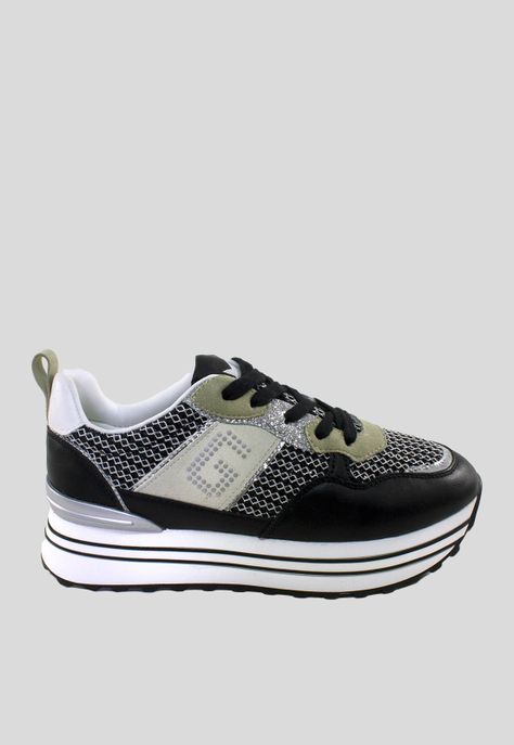 Zapatilla plataforma y lurex Negro-1