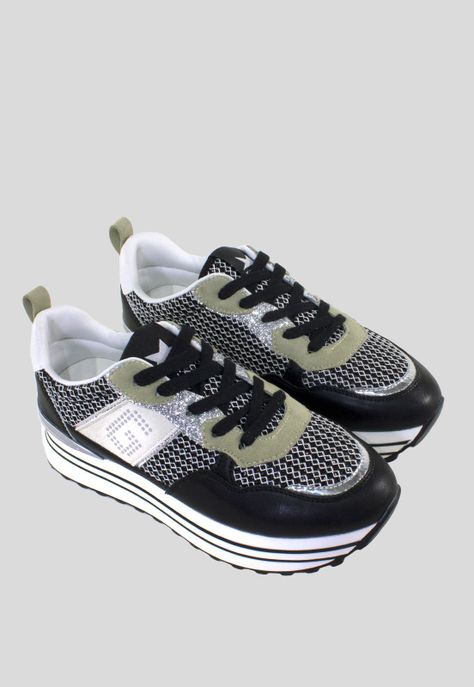 Zapatilla plataforma y lurex Negro-3
