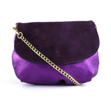 Bandolera de Cuero Reno 762 Metalizado Mujer Morado Mailea-0