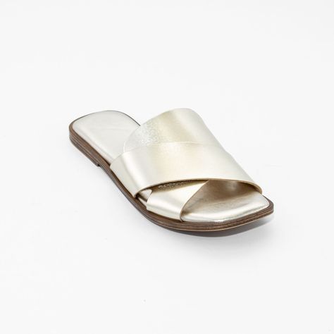 Sandalia Cuero Baja Cruz Metal Oro Mailea-1