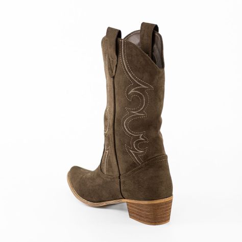 Bota Vaquera Gamuza Costura Simple Mujer Moro Mailea-2
