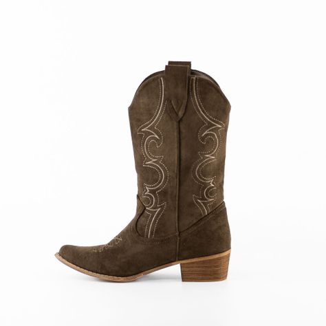 Bota Vaquera Gamuza Costura Simple Mujer Moro Mailea-3