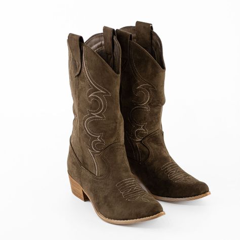 Bota Vaquera Gamuza Costura Simple Mujer Moro Mailea-4