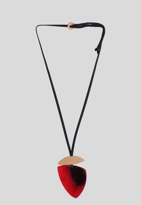 Collar Acrilico Triangular Rojo-0