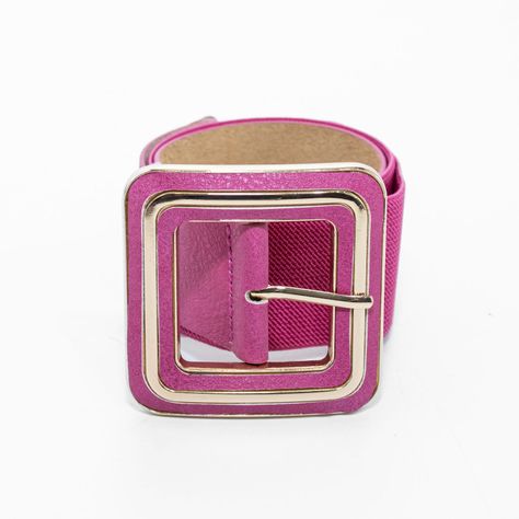 Cinturon Elastico Hebilla Cuadrada Metal Fuscia Mailea-0
