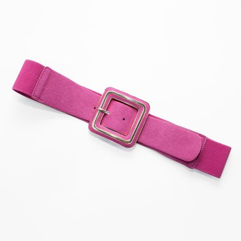 Cinturon Elastico Hebilla Cuadrada Metal Fuscia Mailea-1