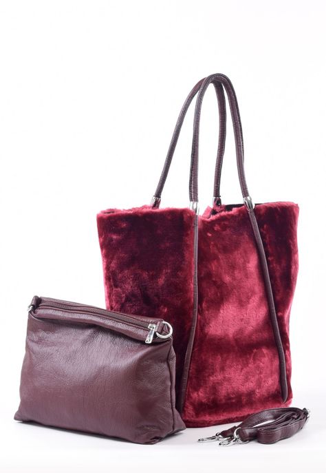Cartera Full Pelo 2 Manillas Burdeo-1