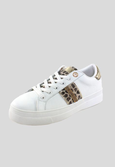 Zapatilla plana franjas leo strass Blanco-0