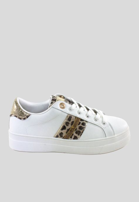Zapatilla plana franjas leo strass Blanco-1