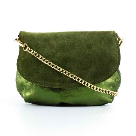 Bandolera de Cuero Reno 762 Metalizado Mujer Verde Mailea-0